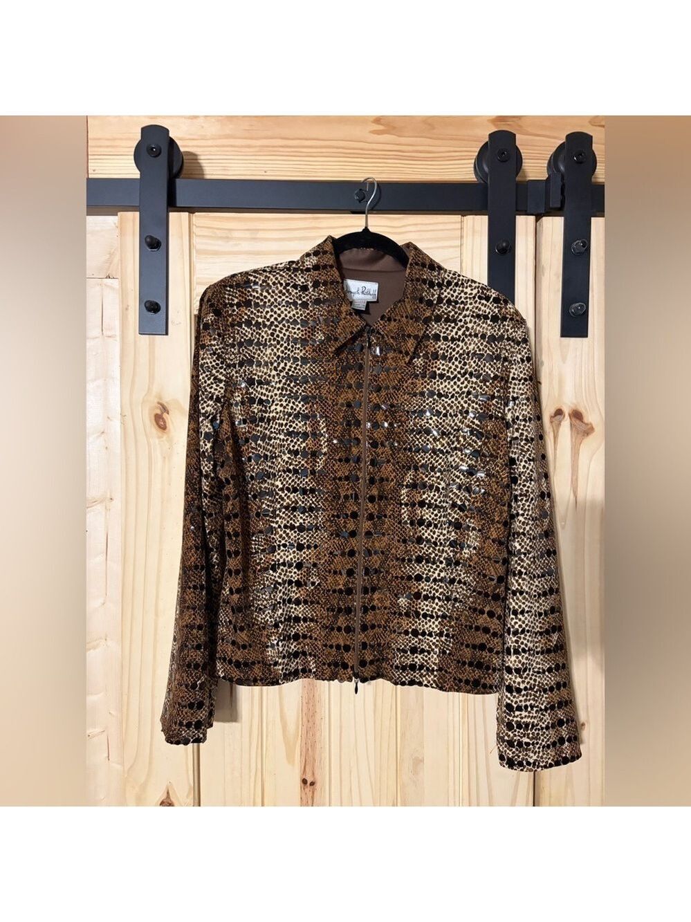 Joseph Ribkoff Leopard Print Mobwife Sequin Cardigan Jacket Top 14 Career Office